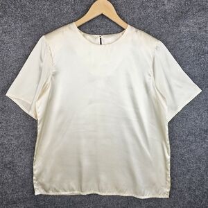 CW Classic Off White|Cream Satin-Look Blouse Size 14